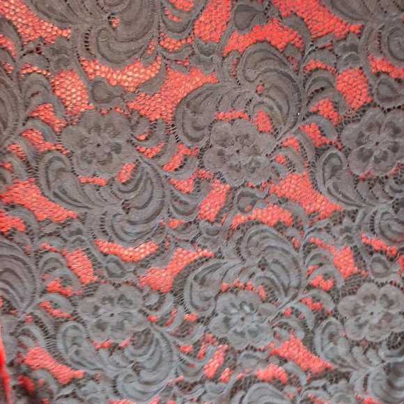 U2B off shoulder lace mini dress black floral design women's size L - Picture 4 of 5